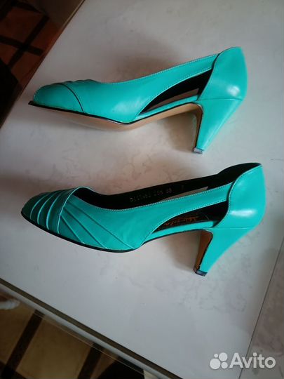 Туфли винтаж новые бирюзовые размер 36