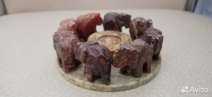 Подсвечник дед мороз. Статуэтка слоники, нефрит