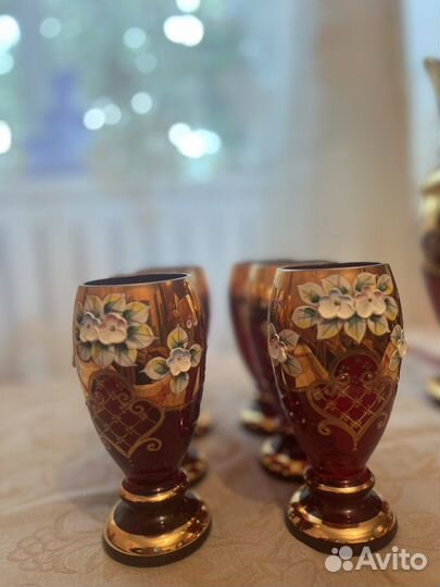 Графин со стаканами богемия