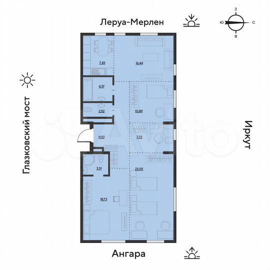 2-к. квартира, 105,9 м², 7/19 эт.