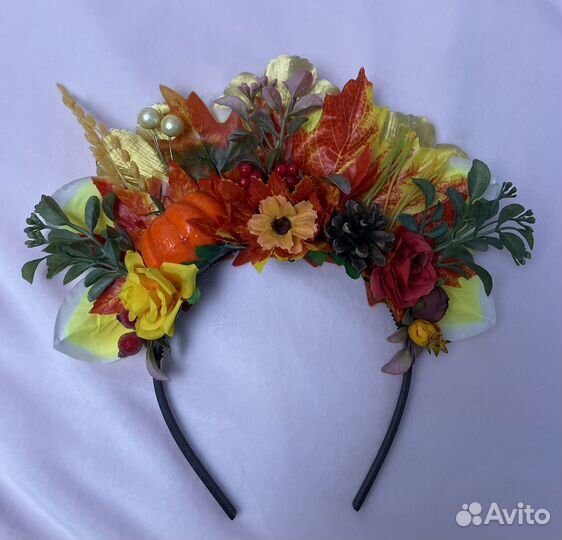 Ободок Осень с ягодами цветами