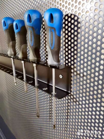 Держатель для отверток 590 мм двойной металлический настенный черный лофт навесной для гаража, масте