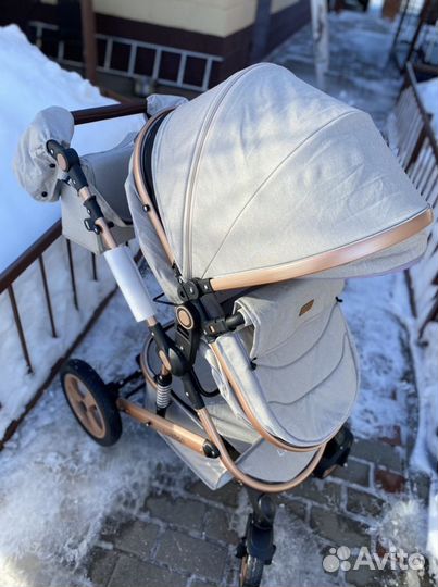Новая коляска трансформер 2 в 1 бежевая