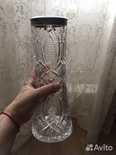 Ваза хрусталь с серебром раритет винтаж СССР