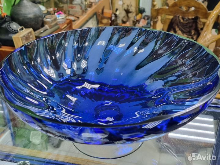 Большая ваза для фруктов объёмное стекло, цве