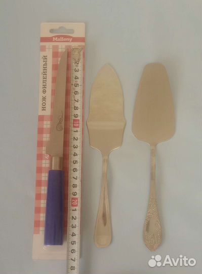 Нож и лопатка для торта металл новые
