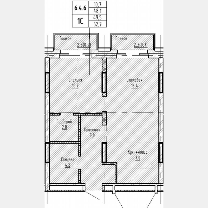 1-к. квартира, 52,7 м², 4/9 эт.