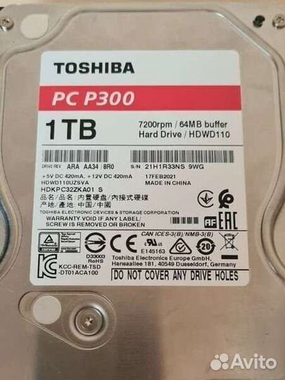 Жесткий диск Toshiba PC P300 1TB