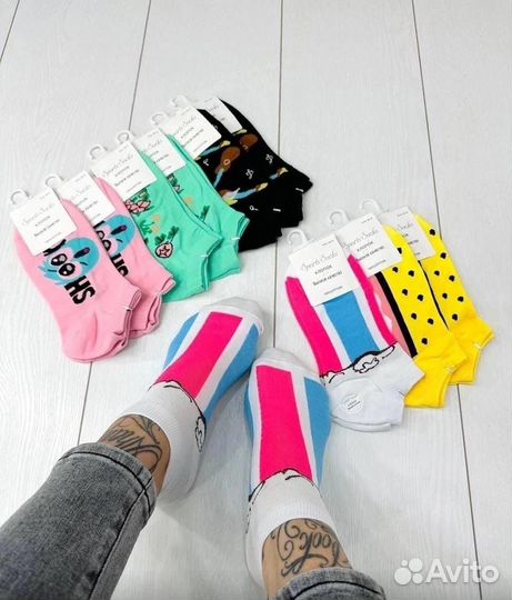 Носки женские с принтом штучно