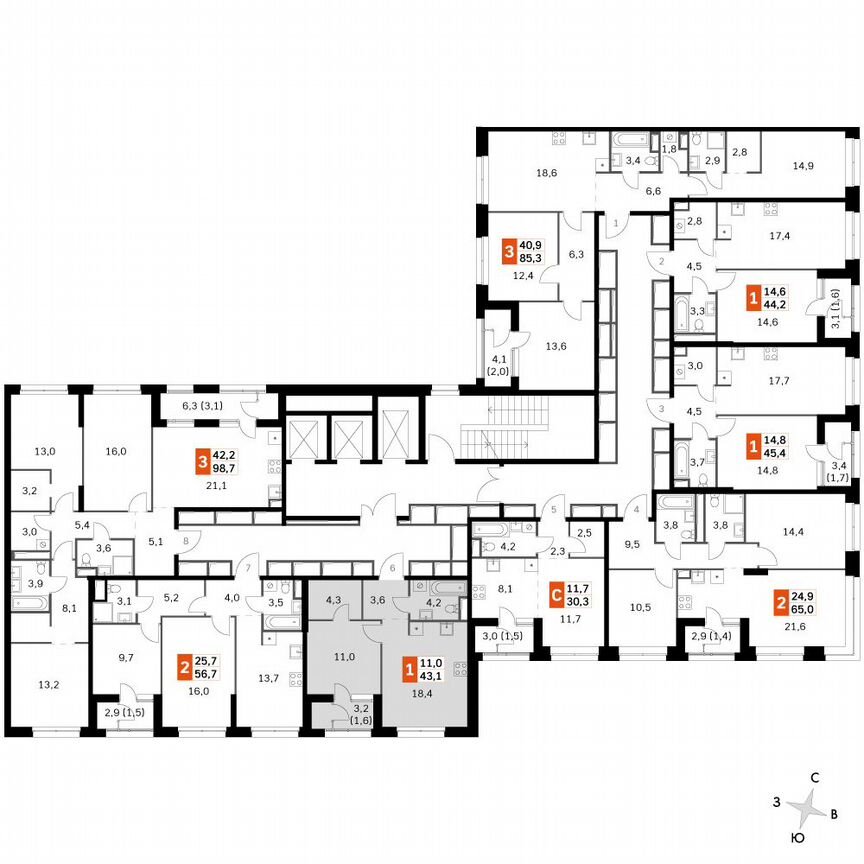 1-к. квартира, 42,8 м², 25/25 эт.