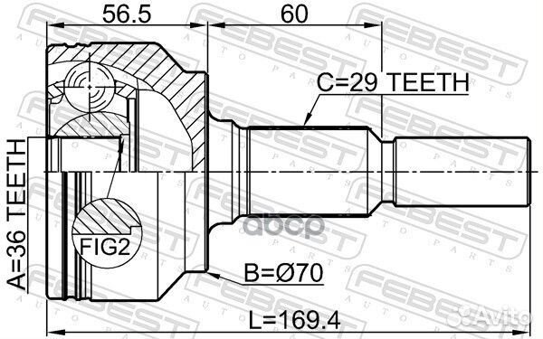 Шрус наружный 36x68x29 jeep grand cherokee III