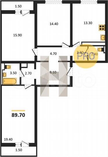 3-к. квартира, 89,7 м², 10/17 эт.