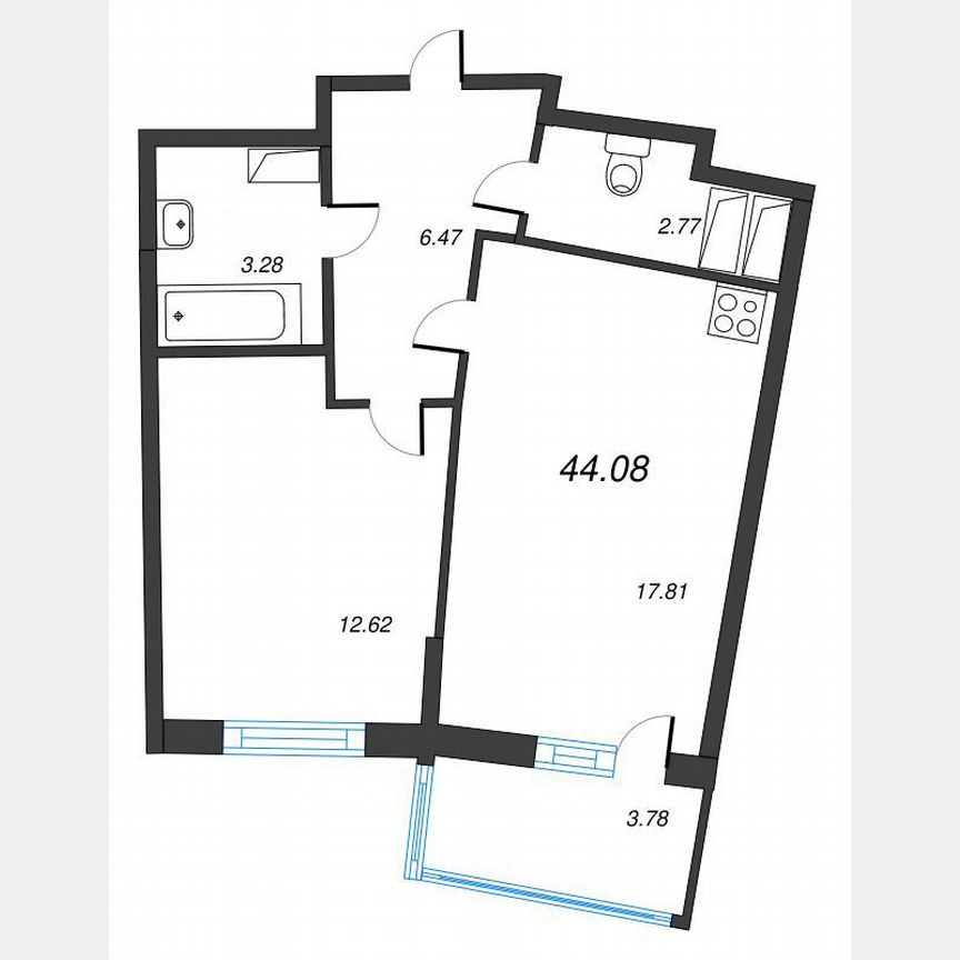 1-к. квартира, 46,7 м², 14/22 эт.