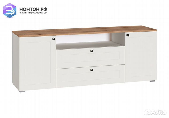 Тумба под тв Остин 16.47 белый шагрень / дуб крафт