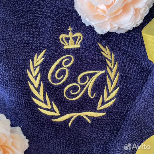 Мужской махровый халат с вышивкой на заказ