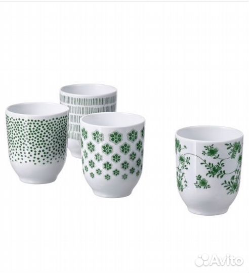 Новые 4 кружки с рисунком IKEA