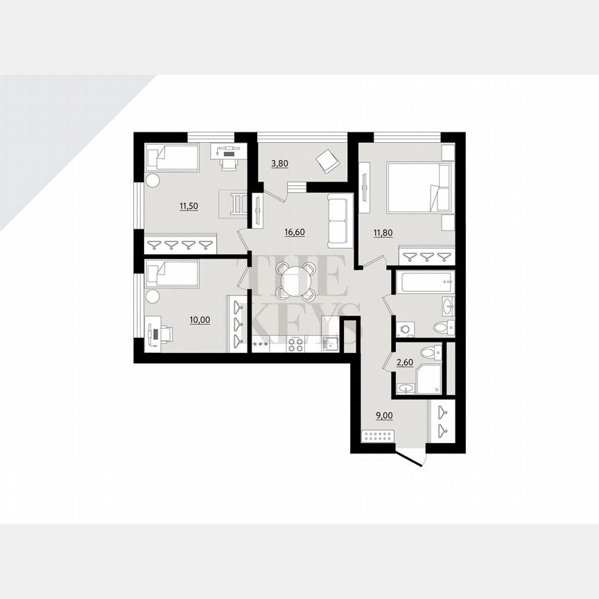 3-к. квартира, 67,5 м², 8/9 эт.