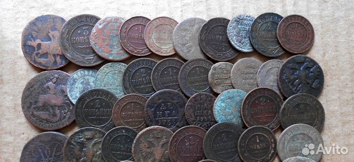 Старинные медные монеты 50 штук (лот-27 )