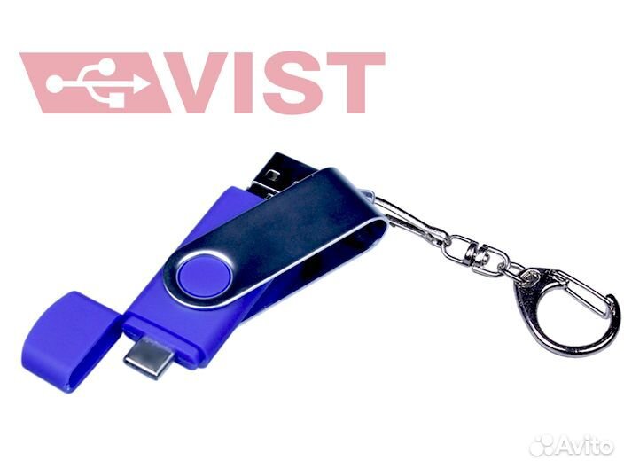 Флешка 3 в 1 с разъёмами USB, micro USB и Type-C