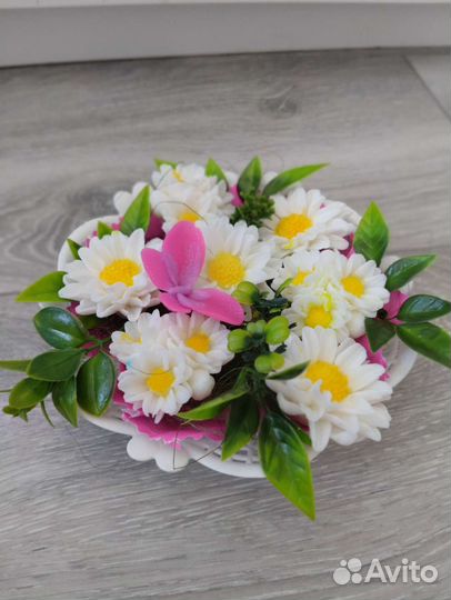 Букет из мыльных цветов и интерьерные композиции