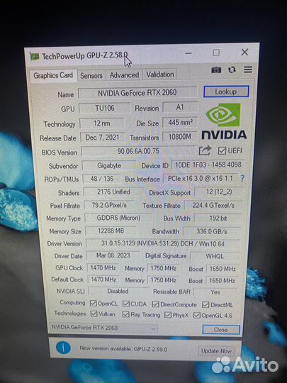 Видеокарта RTX 2060