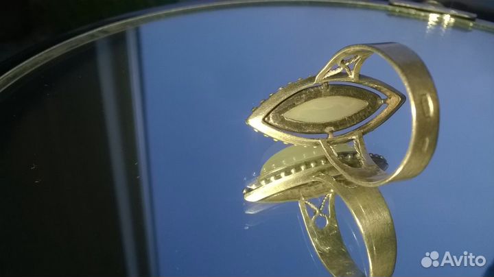Перстень с агатом СССР серебро 875 18 р-р