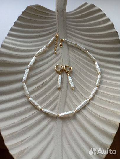 Колье чокер из натурального барочного жемчуга