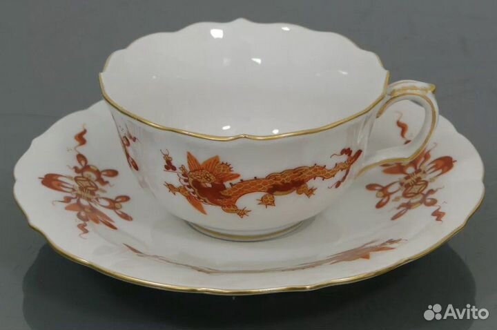Чашка блюдце антик Мейссен дракон Meissen чайная и