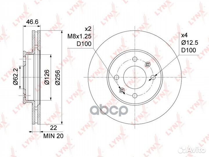 Диск тормозной перед BN1058 lynxauto