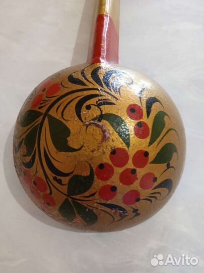 Половник деревянный золотая хохлома