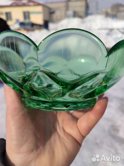 Ваза Зеленое стекло СССР