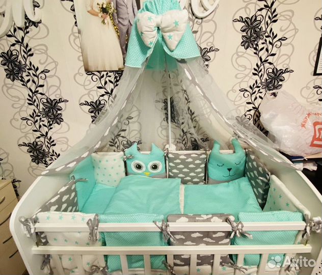 Бортики и балдахин в кроватку