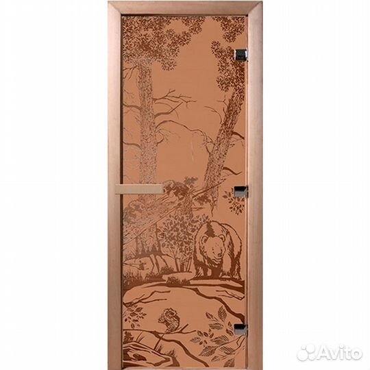 Дверь для сауны 70*190 Мишки Бронза матовая DW ле