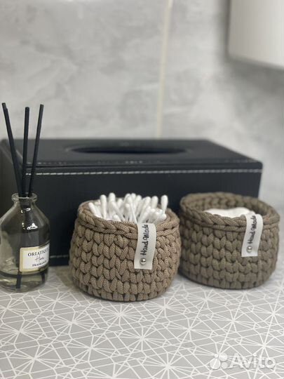 Вязаные корзинки ручной работы