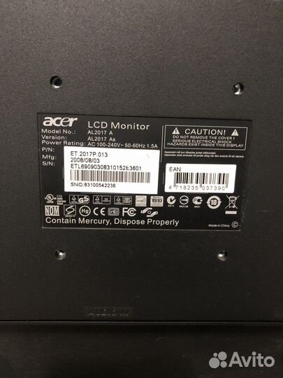 Монитор acer al2017