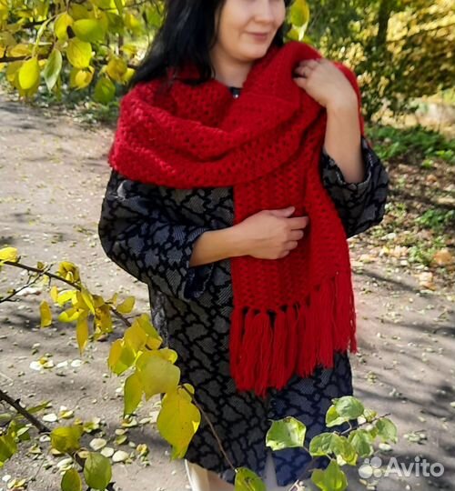Шарф женский палантин вязаный