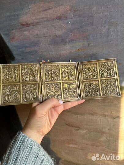 Икона меднолитые складни