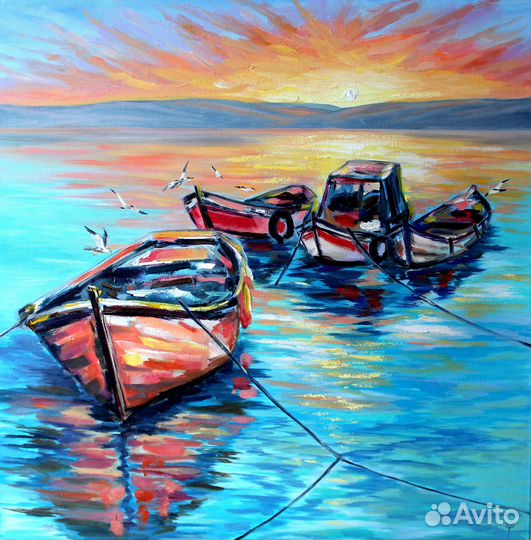 Большая картина маслом морской пейзаж