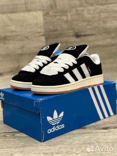 Кроссовки Adidas Campus Black White Gum (36-45)