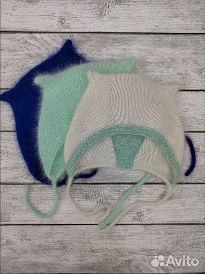 Шапка с ушками из ангоры