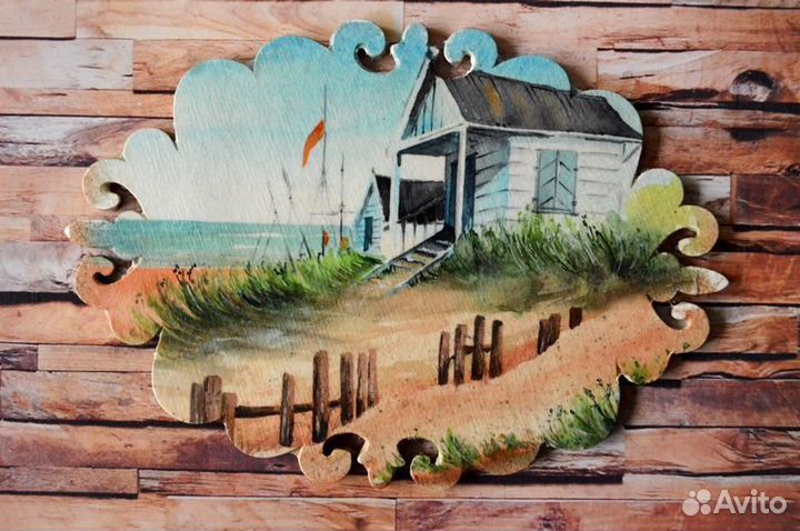 Картина на деревянном спиле в стиле декупаж