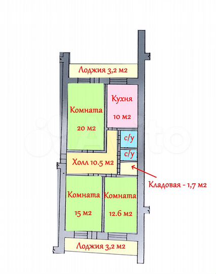 3-к. квартира, 74 м², 2/10 эт.