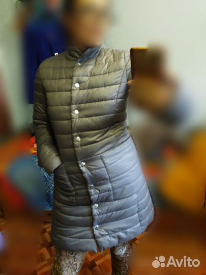 Пуховик демисезонный, серый, размер 44