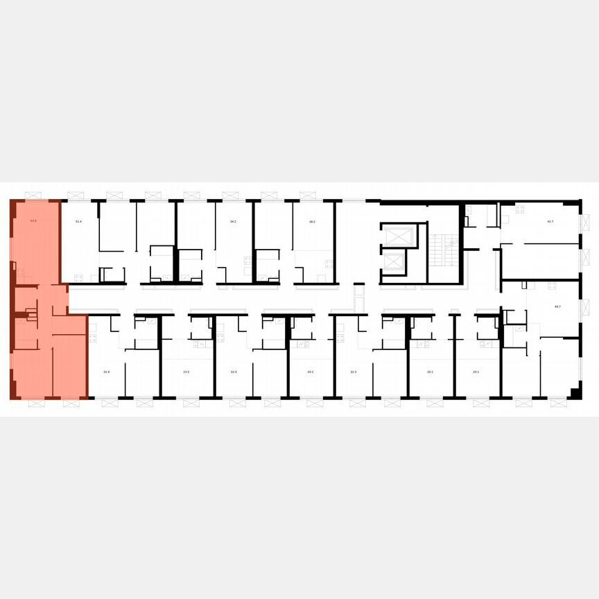 2-к. квартира, 62,6 м², 14/15 эт.