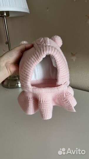 Зимняя шапка шлем для девочки Журавлик 40-42 см