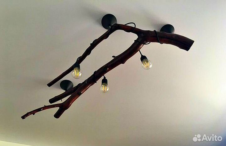 Люстра (Светильник) из натурального дерева