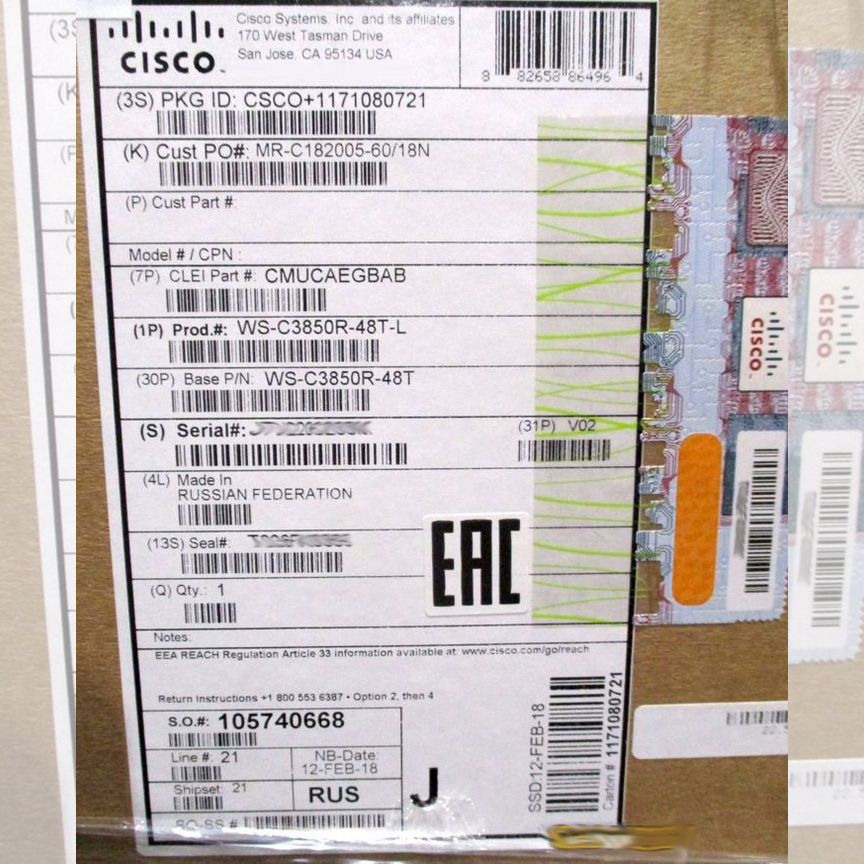 [WS-C3850R-48T-E] Нулячий Cisco Ws-C3850r-48t-L Ws-C3850r-48t-E