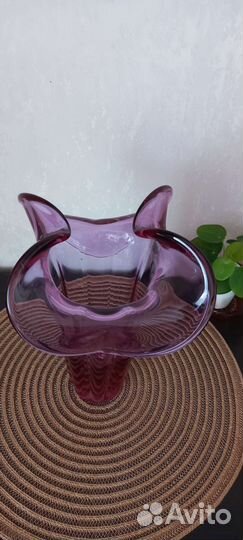 Ваза для цветов цветное стекло СССР Н - 27см