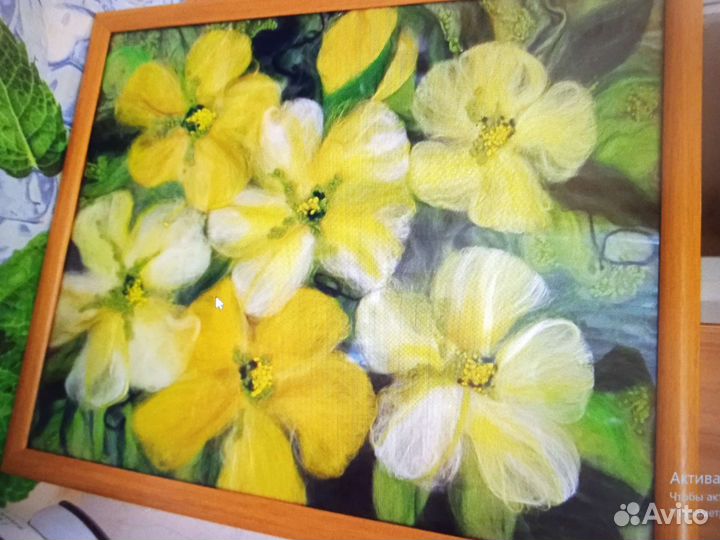 Картины, броши на заказ из шерсти