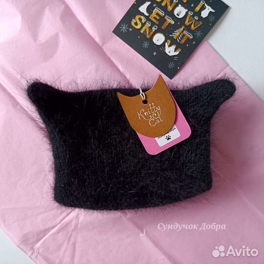 Шапка чепчик из пуха норки XS с ушками